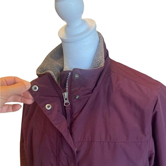 LL Bean Puffer Insulated Fleece Lined Burgundy Winter Coat Womens Size Medium - Picture 9 of 16